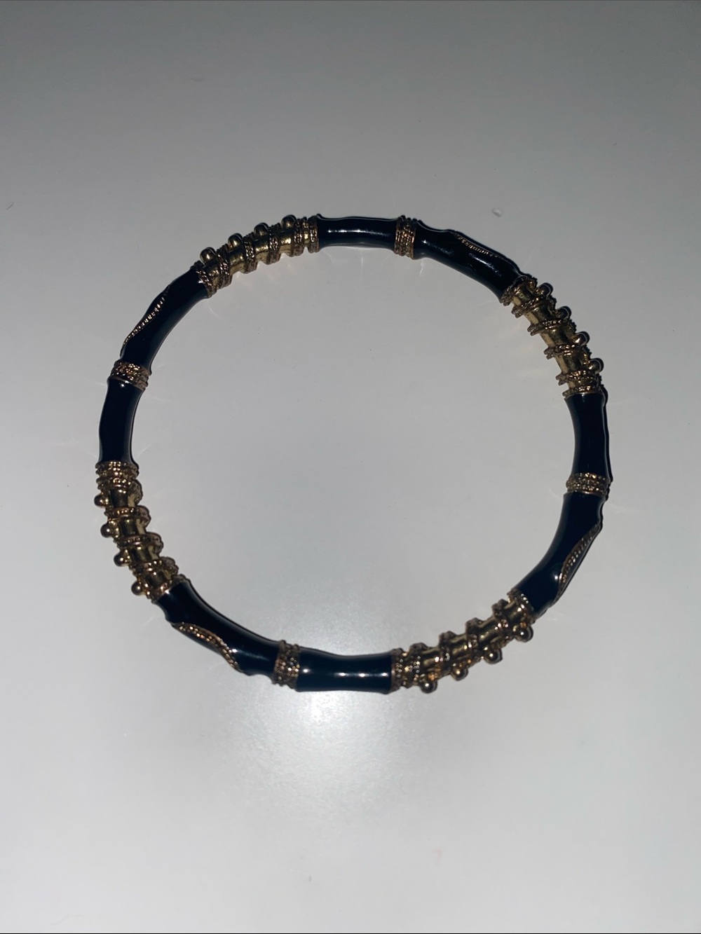Gold and Black Bamboo-Style Bangle Bracelet